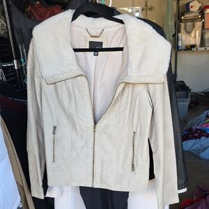 a.n.a Cream Teddy Jacket with Zippered Pockets